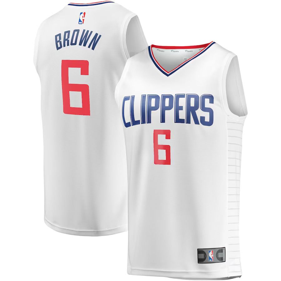Men Los Angeles Clippers 6 Moses Brown Fanatics Branded White Fast Break Player NBA Jersey